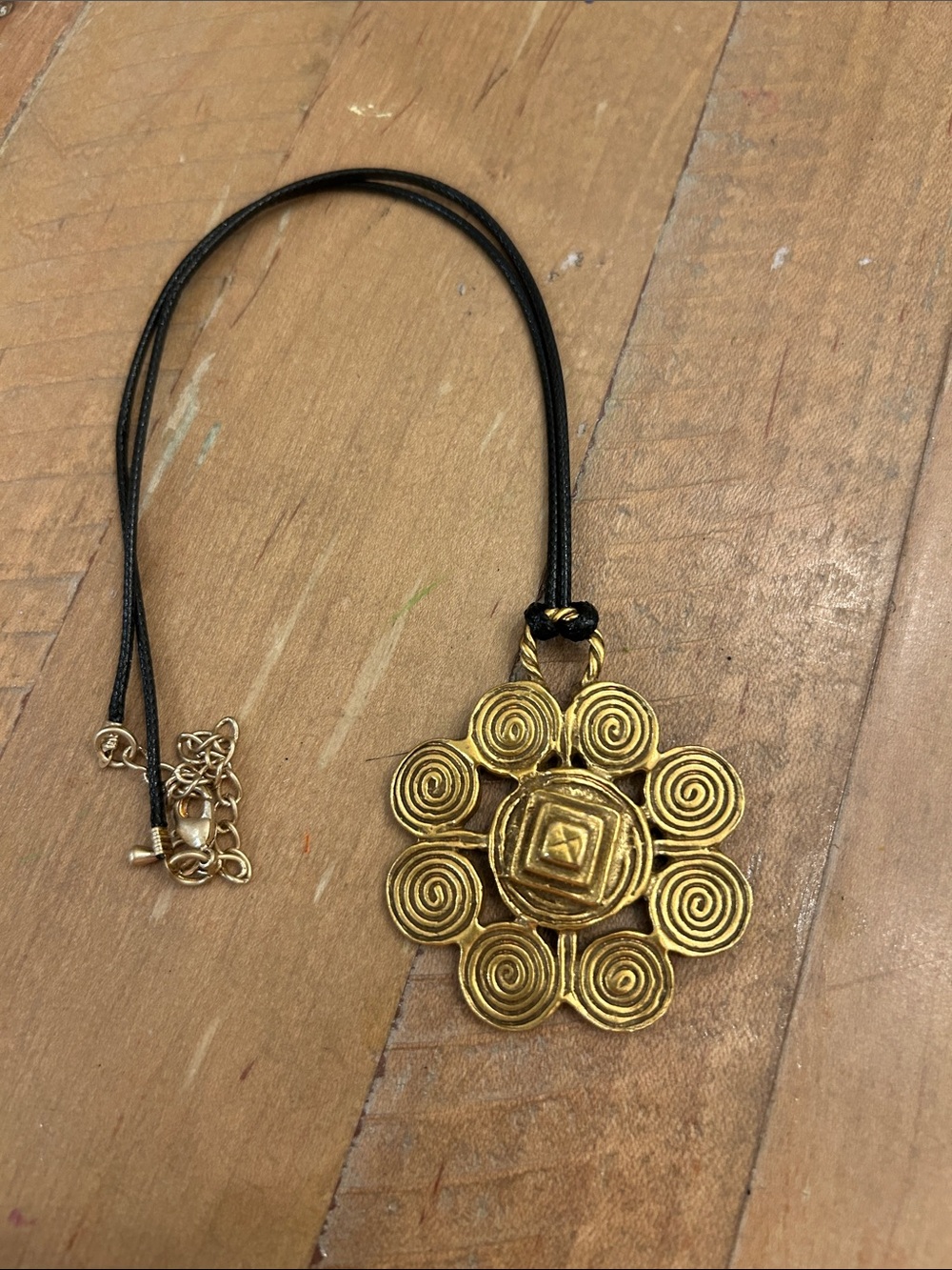 Gold Floral Spiral Statement Pendant Necklace - Women Jewelry